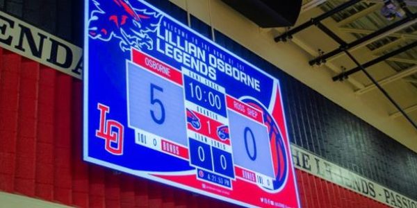 Lillian Osbourne High School edmonton alberta canada gym LED video display screen scoreboard